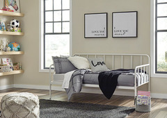 TWIN DAY BED-WHITE METAL
