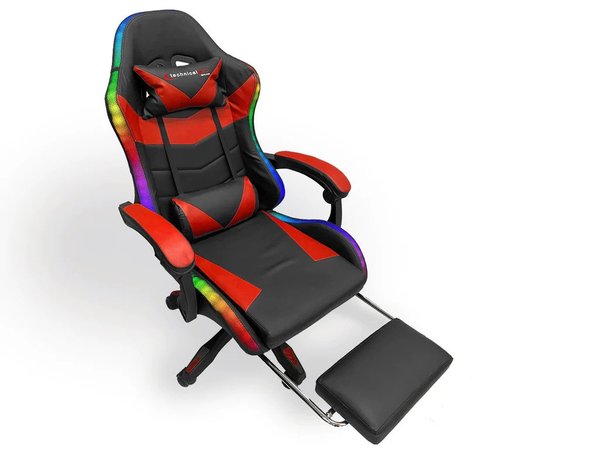 GAMING CHAIR-RED W/MASSAGE & LED