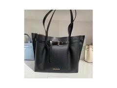LARGE BLK LEATHER TOTE