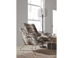 Accent Chair-Faux Gray Fur