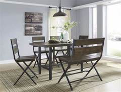 ASHLEY 5PC DINING SET-2 BENCHES & 2 CHAIRS