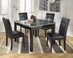 Ashley - 5PC DINING SET-GRAY FAUX MARBLE